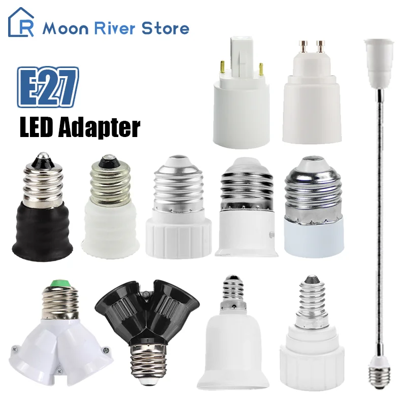LED 어댑터 E14 2E27 B22 GU10 E27 전구 거치대 G24 E14 G10 에서 E27 컨버터 소켓 전구 램프, 조명용 거치대 플러그 익스텐더