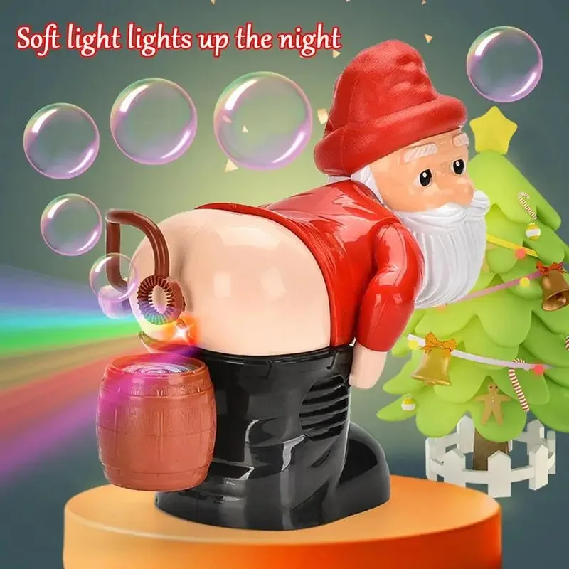 Funny Bubble Machine Santa Bubble Toy Electric Santa Butt Blowing Bubbles with Music and Lights Christmas Gift for Kids 4