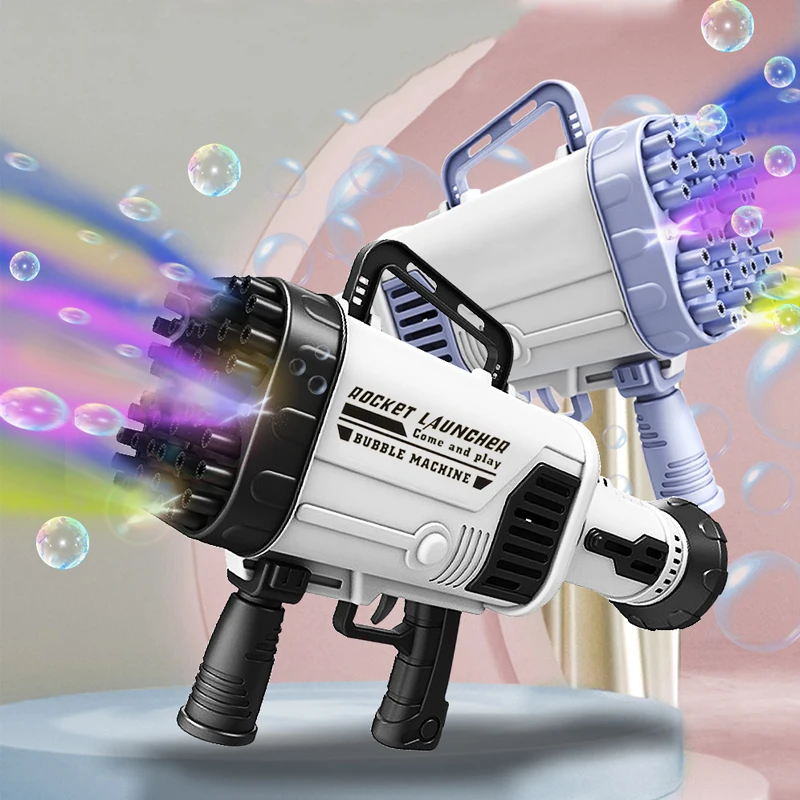 

Популярный детский пистолет для пузырей Gatling, игрушка с 64 отверстиями, электрическая автоматическая машинка для пузырей, летняя уличная мыльная вода, детские игрушки