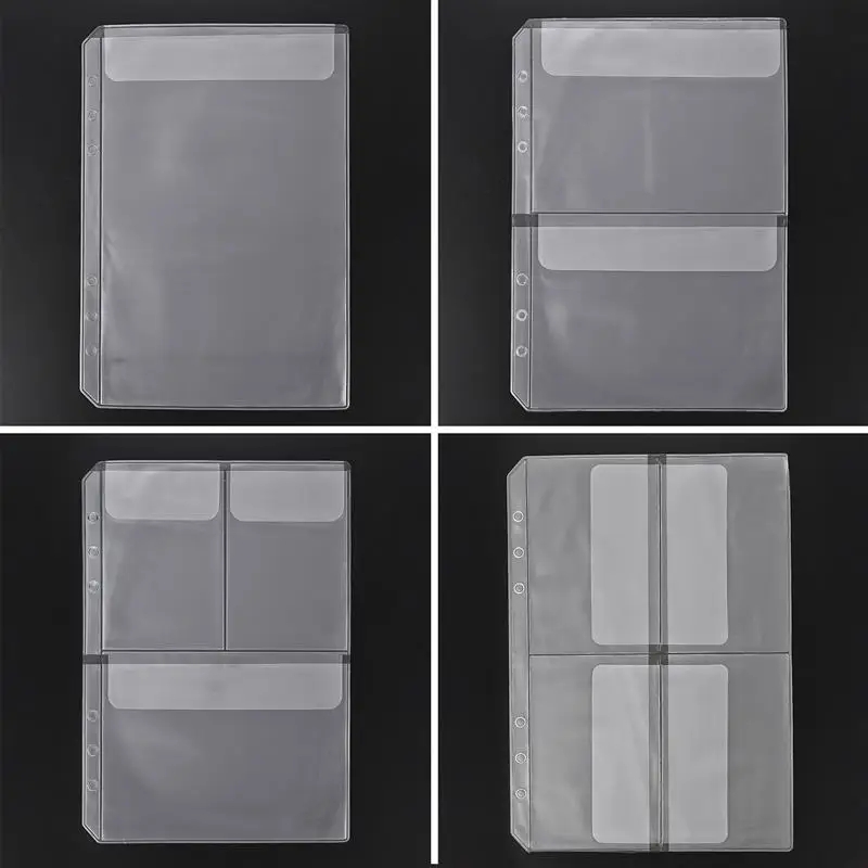 Storage Bag Storage Clip A5 6-Hole Strap Storage Clip And Storage Bag Scrapbook Cutting Die Organizing Sticker Transparent Bag