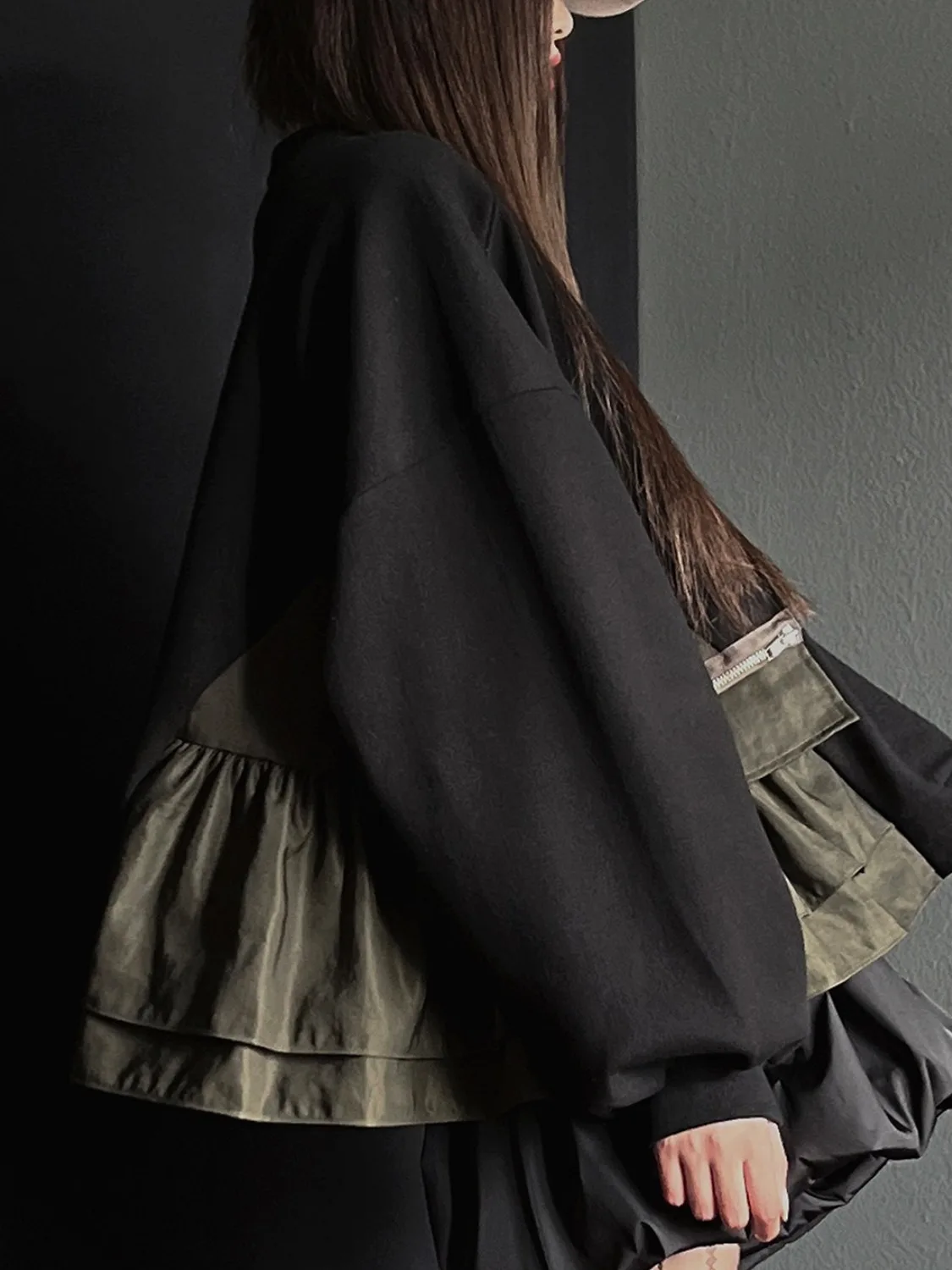 Chic Autumn Long Sve Hoodie Women's Crew Ne Patchwork Personalized Large ket Commute Sle Soft Medium Thin