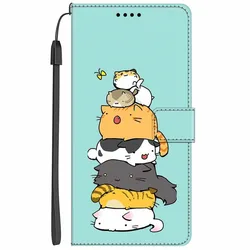 Elegant Leather Flip Wallet Cover - Premium Phone Case with Cat Design - S24 (20)