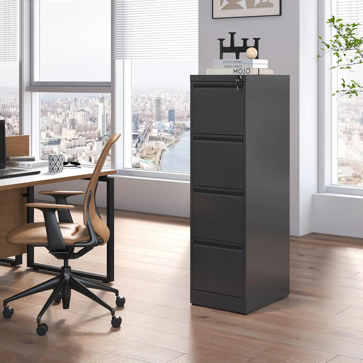 4 Drawer File Cabinet with Lock,Metal Vertical Filing Cabinets for Home Office,Heavy Duty File Storage Cabinet