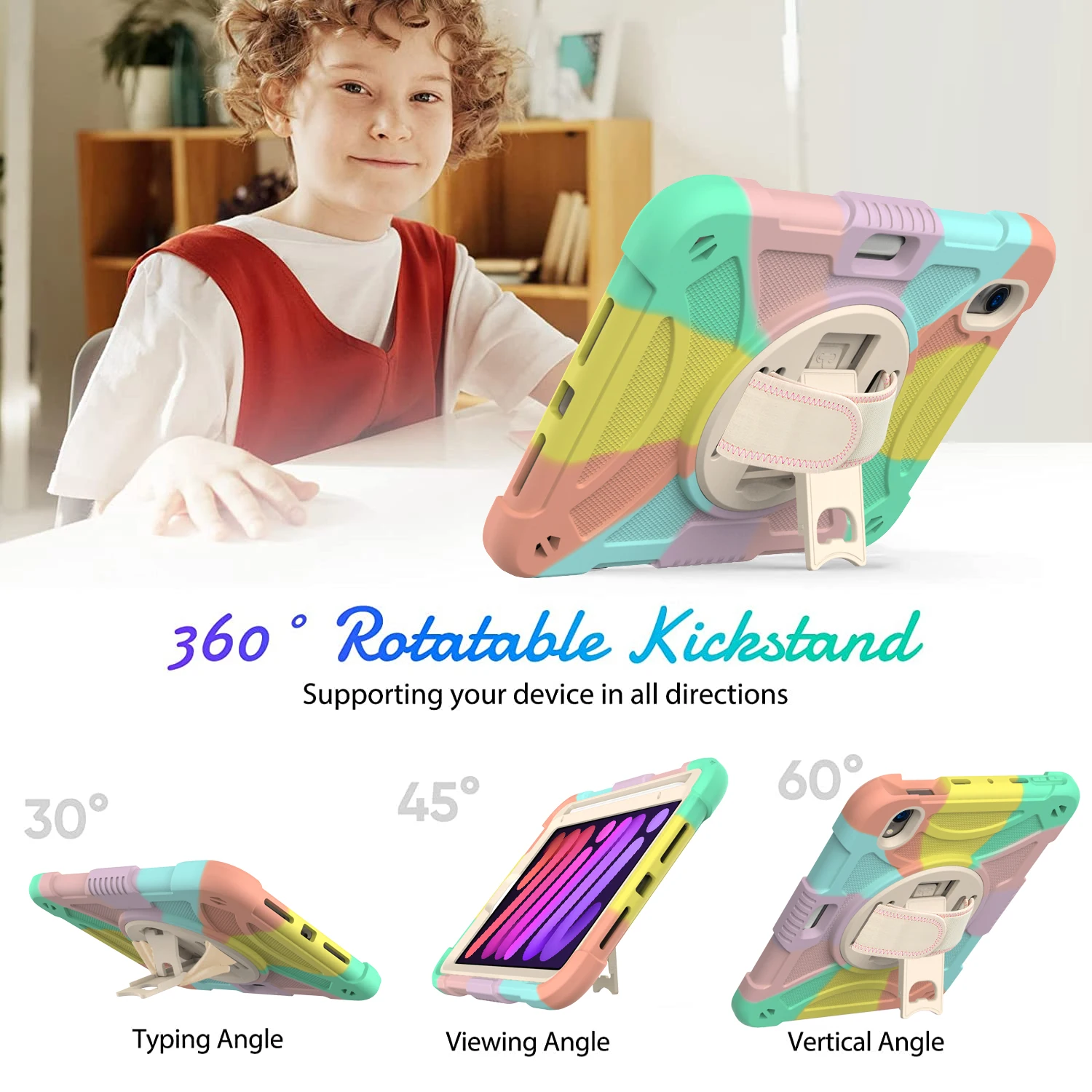 Versatile 360° Rotating Protective Case with Kickstand, Shoulder Strap, and Pen Slot