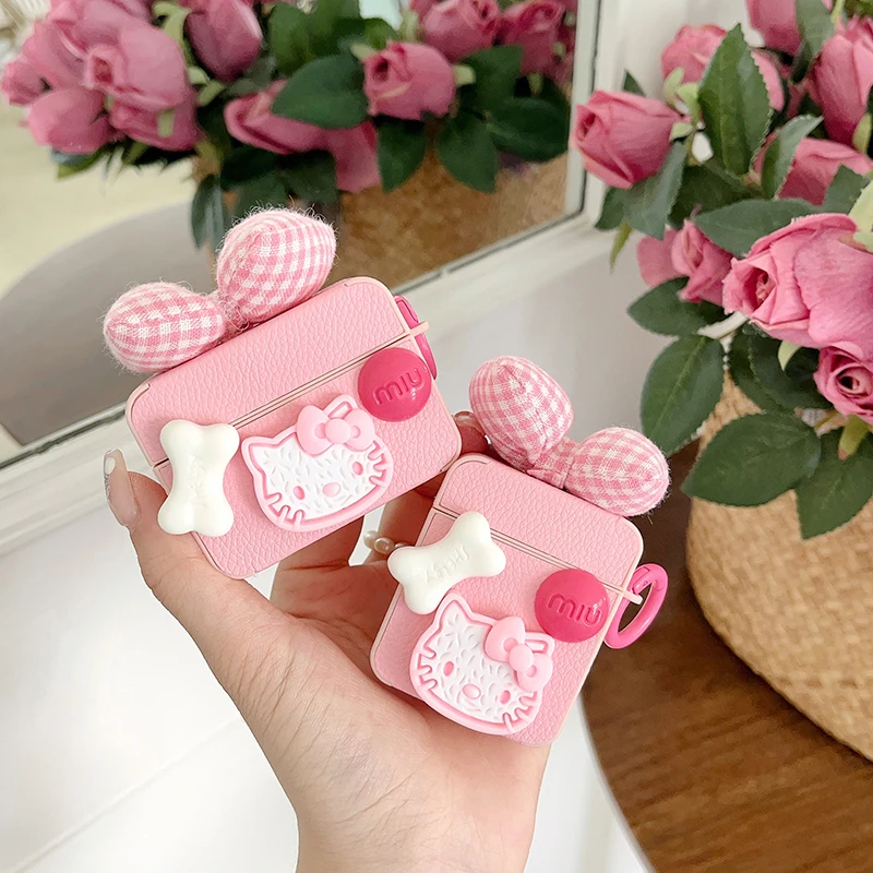 New Luxury Bow Sanrio Hello Kitty Custodia Per Auricolari Per Apple Airpods Air Pods 1 Pro 2 3 Custodia Protettiva