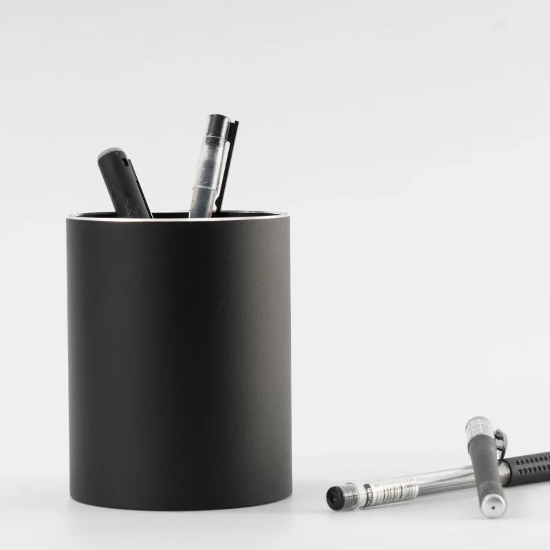 Modern Aluminum Alloy Round Pen Holder Desktop Storage Business Metal Cosmetic Pencil Holder Office Desk Organiser