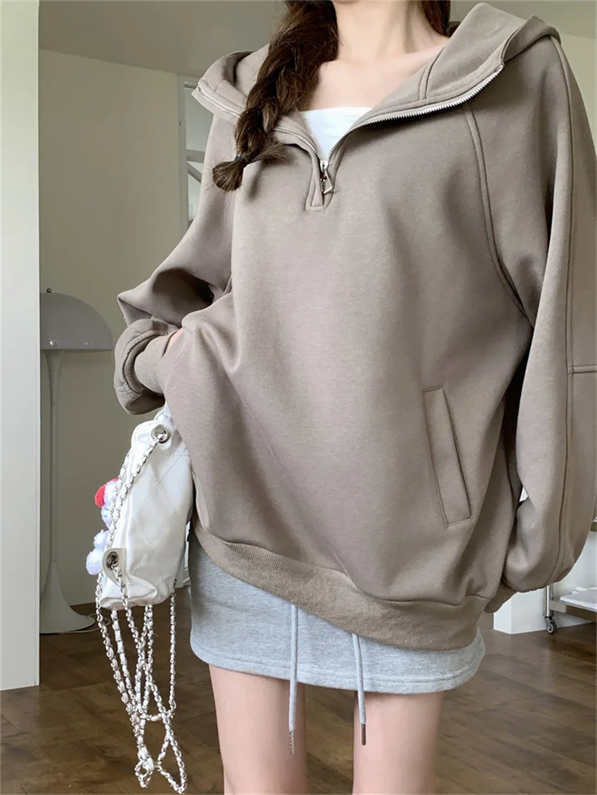 

Женский Свободный свитшот с капюшоном Alien Kitty, повседневный минималистичный Свитшот оверсайз с длинным рукавом, 2023