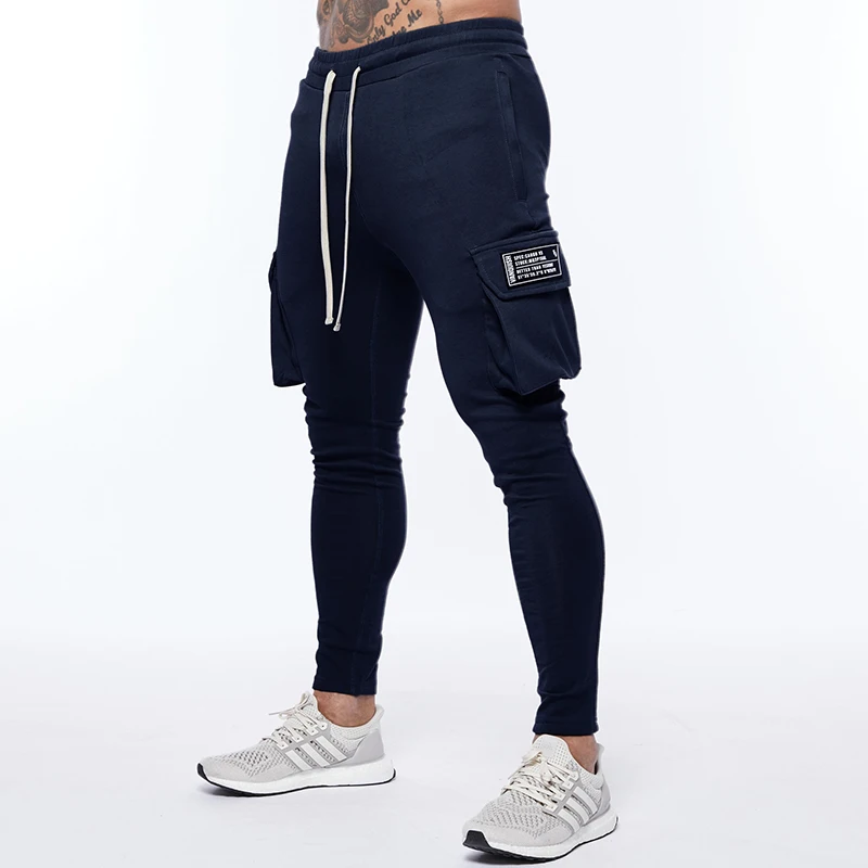 Autumn New Men's Jogging Sweatpants Cotton Pocket Design Running Cargo Pants Gym Men's Fitness Multi-Pocket-Style Training Suit fishing pants