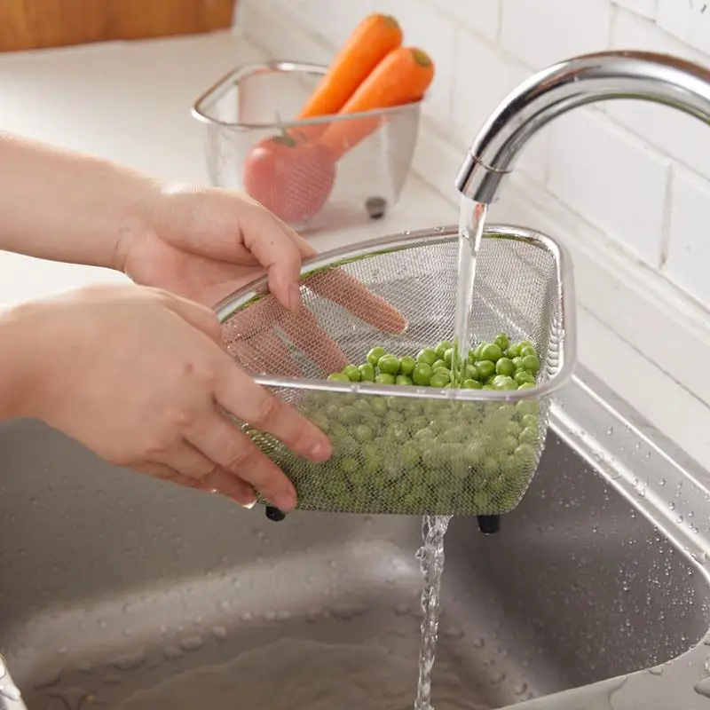 

Сливная корзина для кухонной раковины из нержавеющей стали треугольной формы сливная корзина для фруктов и овощей бытовые кухонные аксессуары