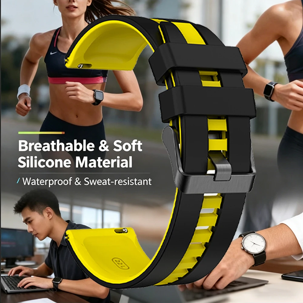 Enhanced Sports Rubber Watch Strap | 20-22mm | Versatile Fitness Band Replacement