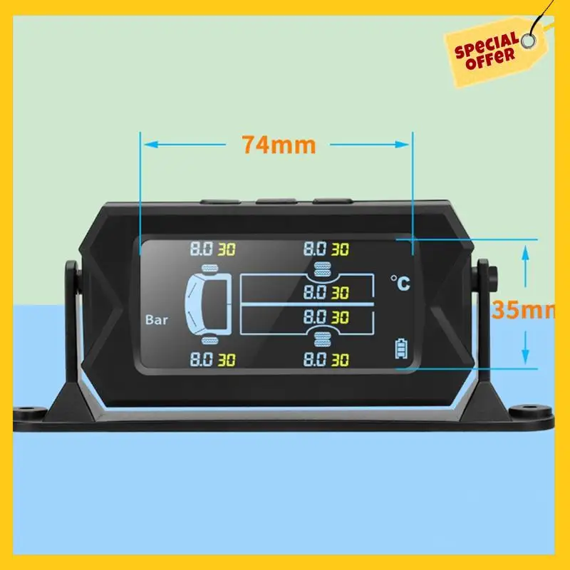 Car RV Truck TPMS 6 Wheels Sensor Solar Tire Pressure Monitoring System 0-8Bar Car External TPMS Sensor