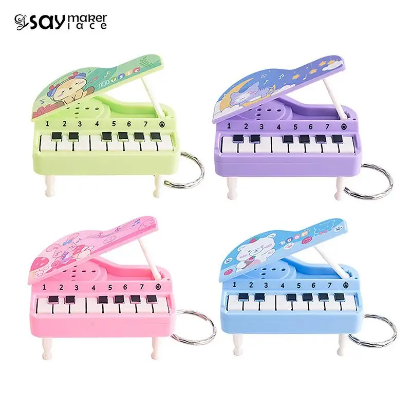 Mini Musical Instrument Piano Pendant Key Ring Creative Cartoon Music Electronic Piano Keychains Funny Birthday Gift