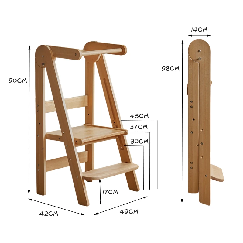 Tour d'apprentissage Montessori pour bébé, escabeau de lavage pliable en  bois massif pour enfants, tabouret de lavage à pédale, piste de table  réglable recommandée - AliExpress