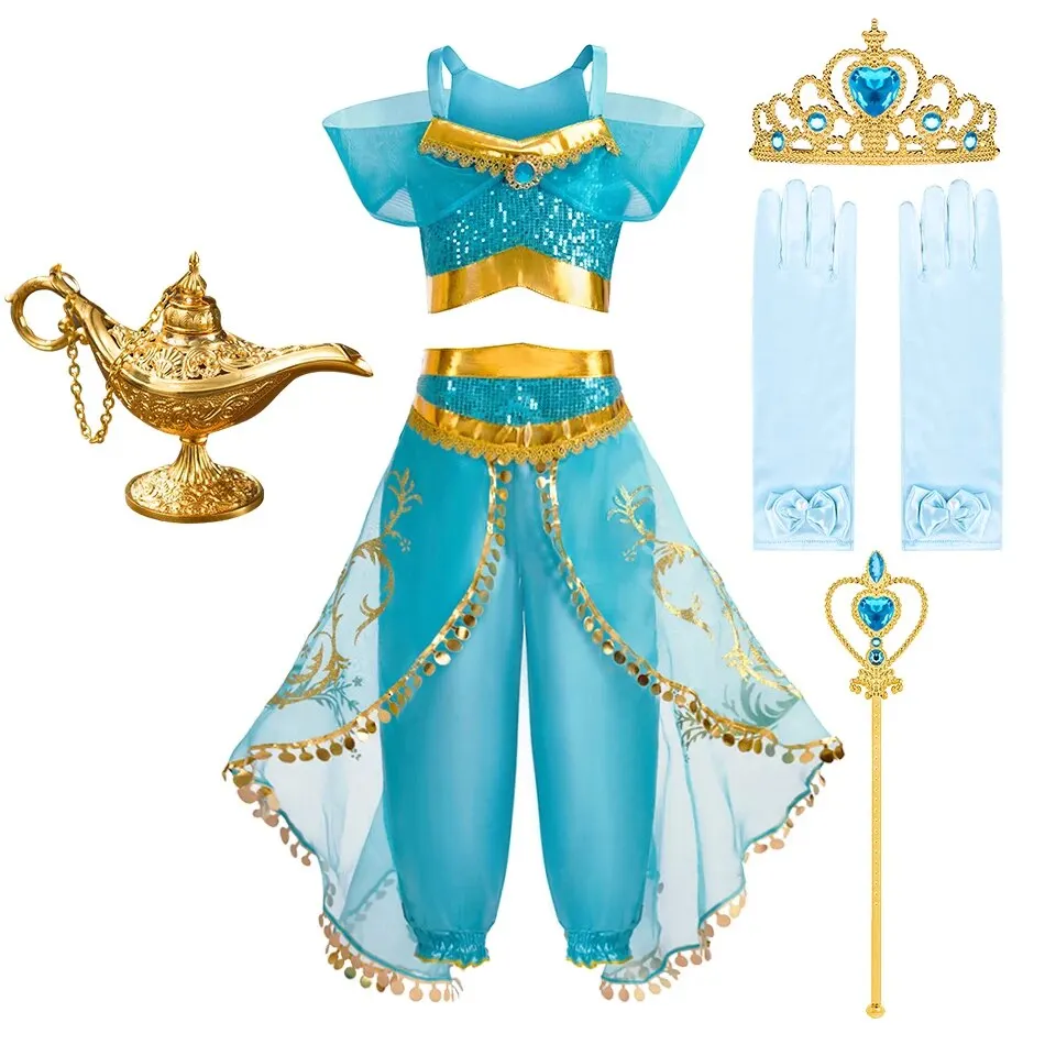 Arabian Princess Costume Jasmine Dress with Tiara for Girls