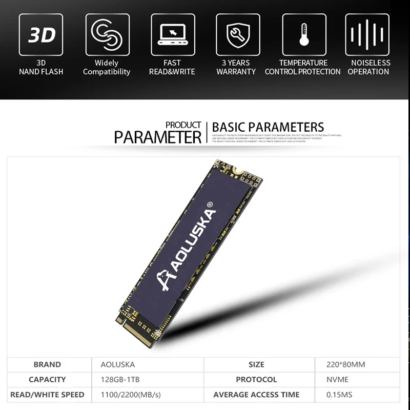 AOLUSKA SSD Nvme M2 512GB 1TB 256G 128GB ϵ ũ, M.2 SSD PCIe3.0 x4 2280 PC  ָ Ʈ ̺, Ʈ ũž PS5 