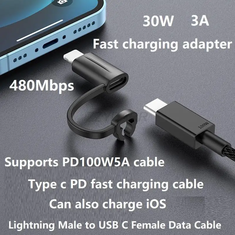 

USB C to Lightning Fast Charge Data Adapter Type C Female to Lightning Male Support PD Fast Charging Data Sync For IPhone ipad