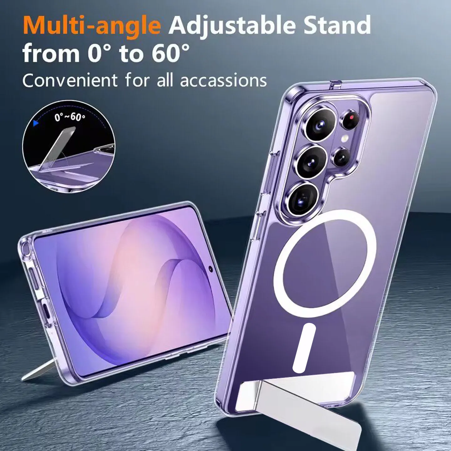 Ultra-Thin Magnetic Phone Case with Invisible Bracket Magsafe and Military Grade Shock-Absorption