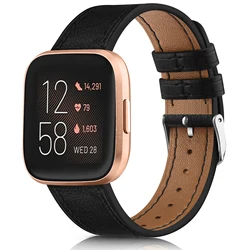 Premium Leather Watch Band - Elegant Sport Bracelet Wristband Replacement - Versa SE (Black)