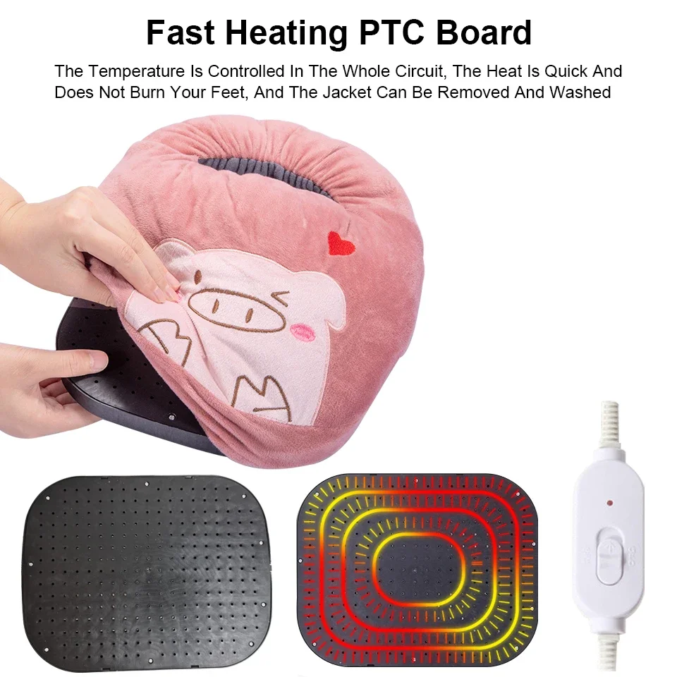 USB Charging Electric Foot Heating Pad Universal Soft Plush Washable Foot Warmer Heater Foot Warming Device Thermostat Mat 5