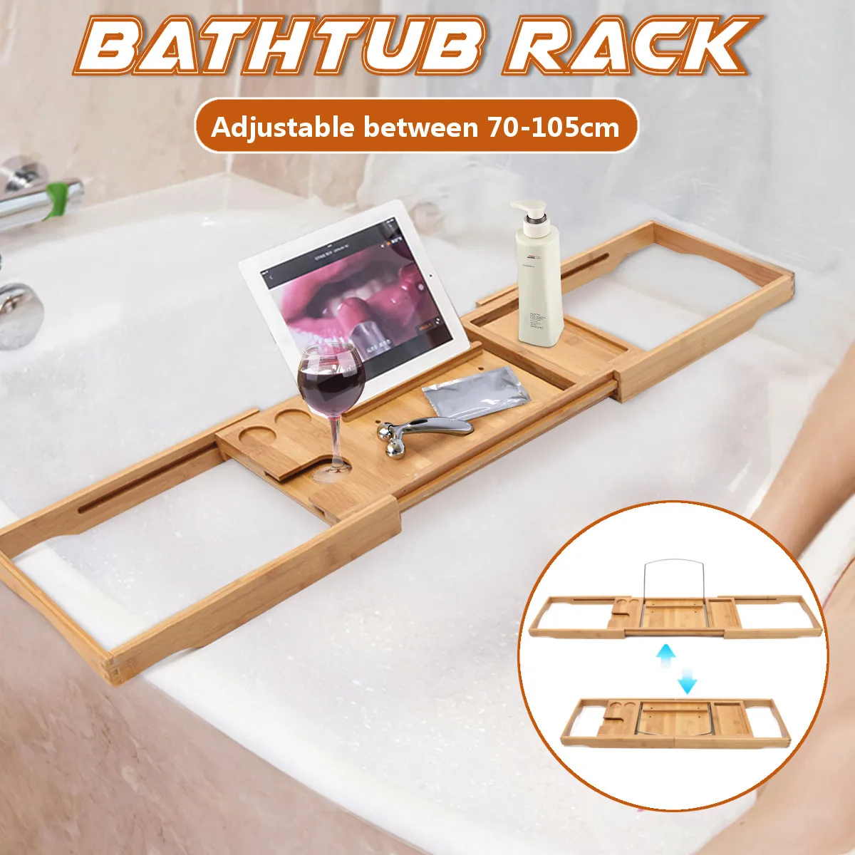 1Pc Wooden Handmade Bath Tray Bathroom Shelves Apply For Pad/Book/Tablet Home Bathrooms Accessories Bathtub Rack Stand Holder