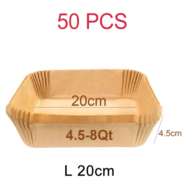 Oil-Proof Disposable Parchment Liner for Air Fryers - 23cm Square/Round Baking Mat