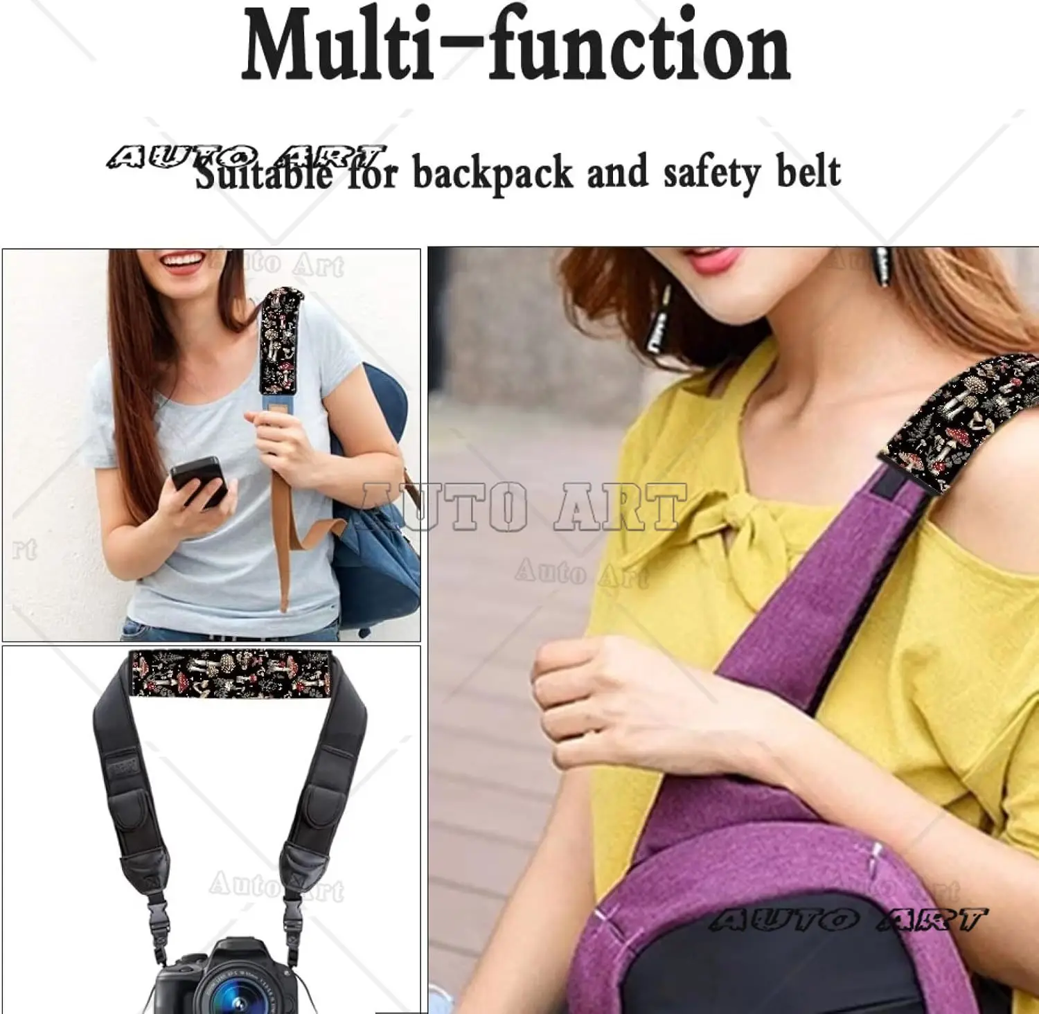 Aesthetic Mushroom Car Seat Belt Pads Cover 2 Pack Seat Belt Shoulder Release Stress to Shoulder for a Safety Driving