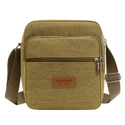 Men's Fashion Canvas Small Crossbody Shoulder Bag for Business and Casual Wear (Khaki)