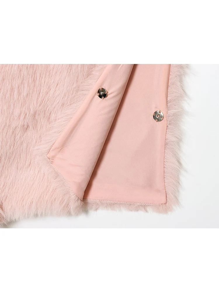 Women Winter New Faux Fur Vest Coats Elegant Warm Soft V Collar Sleeveless Outerwears Solid Fashion Female Leisure Vests