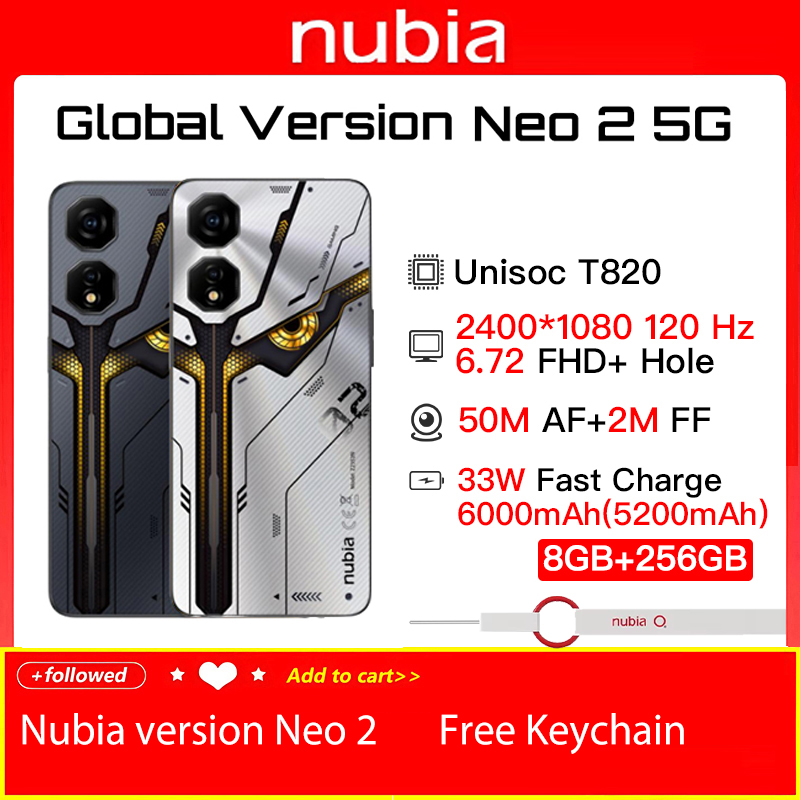  Global Version Nubia Neo 2 Z2352N Unisoc T820 6.72 inch 120Hz FHD+ 24001080 6000Mah 33W Fast Charging NUBIA 5G Camera Phone 