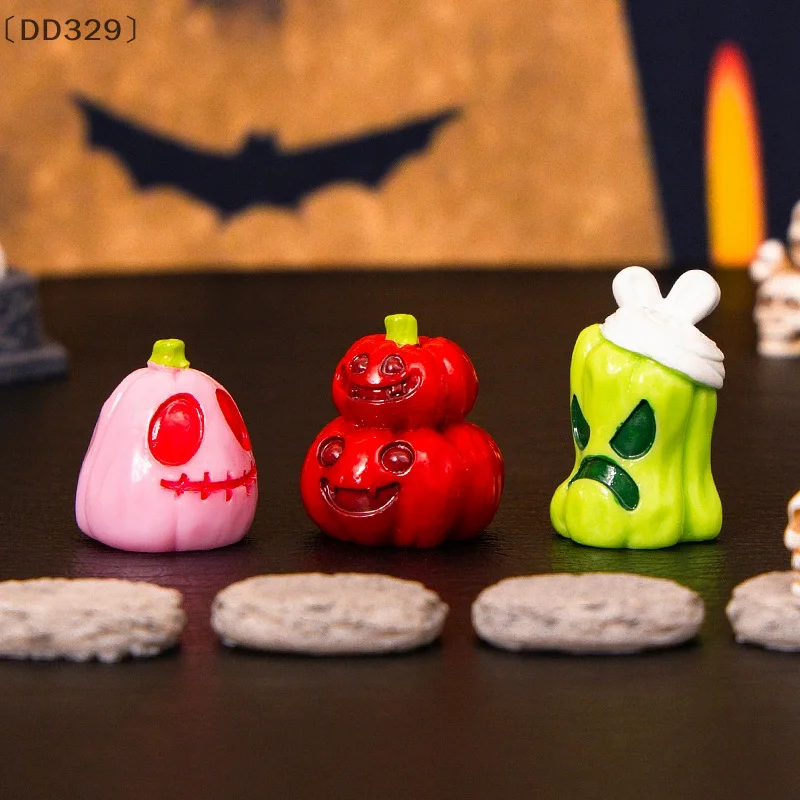 〔DD329〕8pcs Halloween Micro Landscape Miniature Figurine Resin Craft Mini Fairy Garden Ornament Pumpkin Ghost Decoration