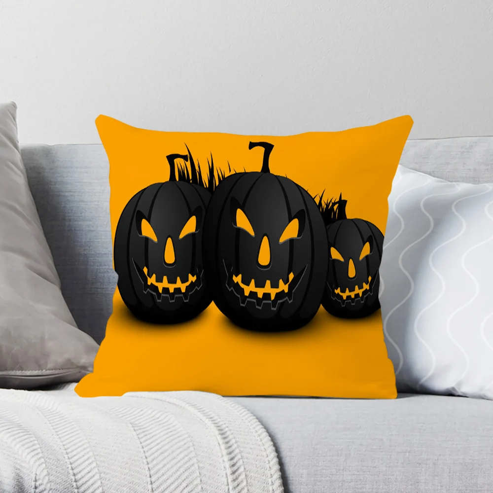

CLOOCL Popular Pillowcase Cushion Cover Pumpkin Demon Pattern Printing Plush Pillowcase 35X35cm Festival Party Room Decor