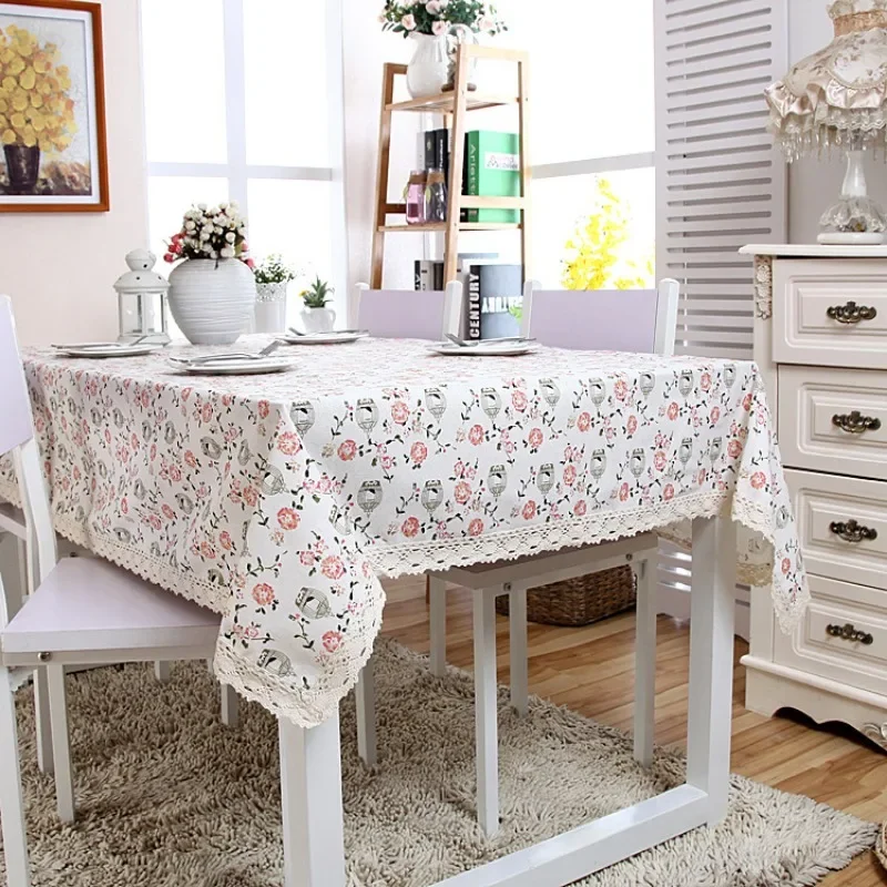 

Сельская Цветочная кружевная льняная скатерть в виде птичьей клетки кружевная скатерть для чайного столика столовая скатерть