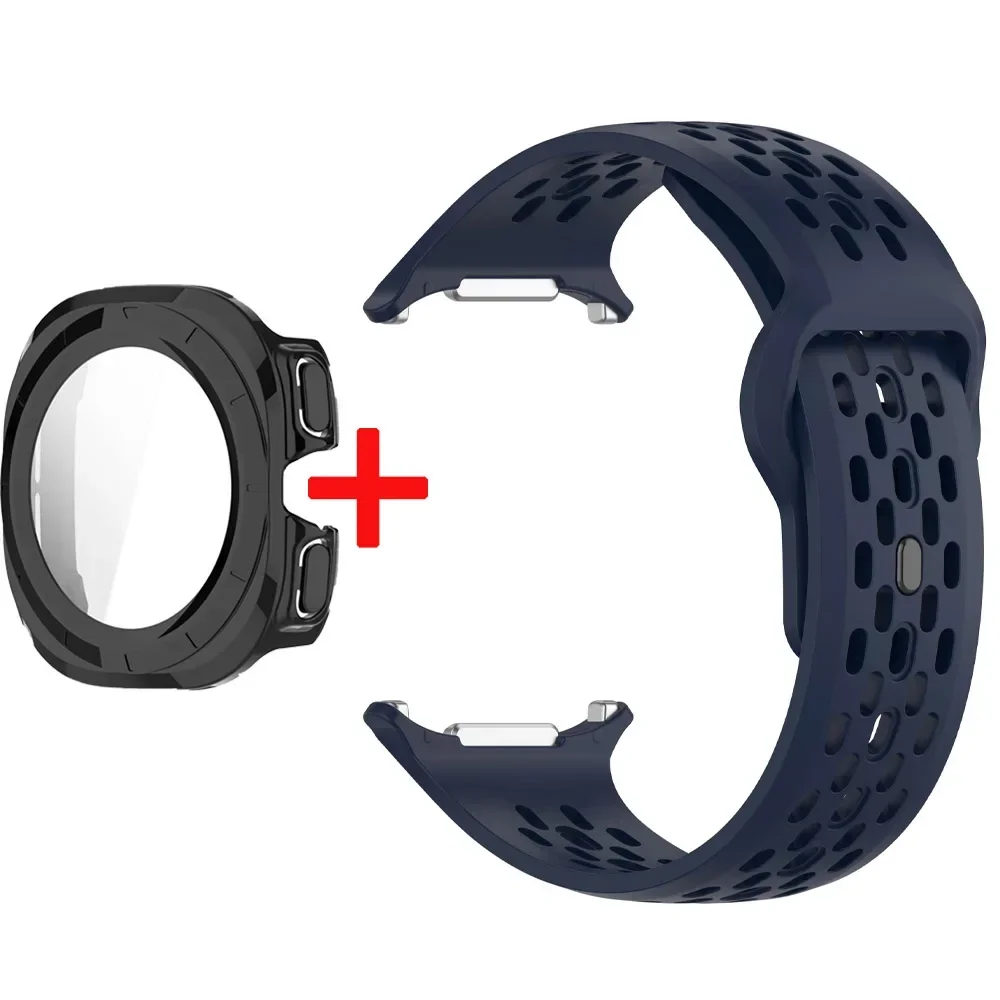 Silicone Sport Watchband with Tempered Glass Cover