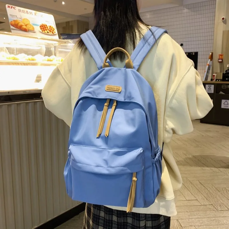 

Вместительная Повседневная сумка для средней школы, нейлоновый дышащий легкий рюкзак для девушек, повседневный Молодежный дорожный ранец для активного отдыха