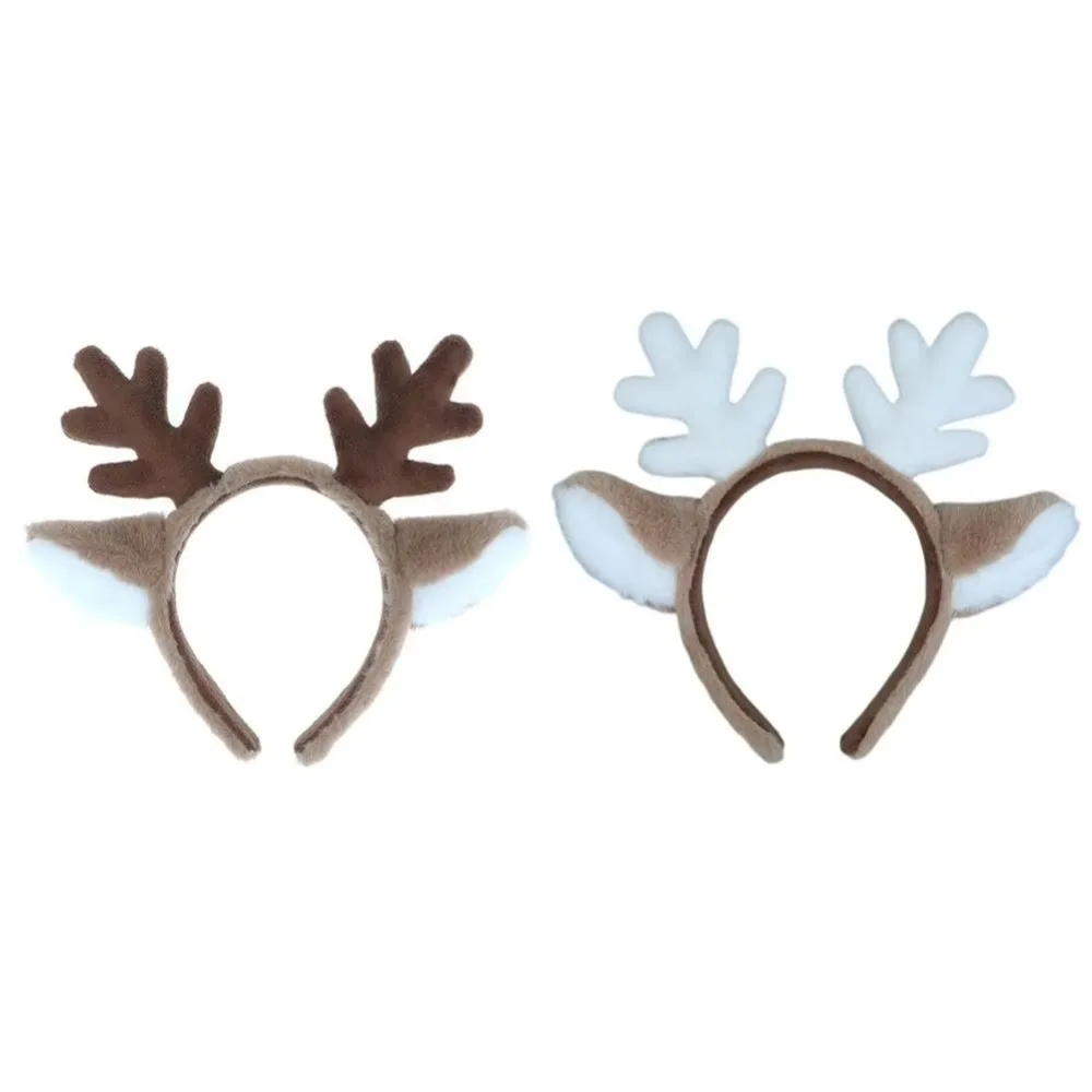 Plush Christmas Headband Fluffy Faux Fur Hairband Deer Ear Hair Hoop Party Headwear Cosplay Prop Antler Horn Hairband