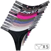 5Pcs Low Waist Sexy Panties Women Thongs Rhinestones Letter Diamonds G-string Sports Thong Shorts Briefs T-back Size S-XL