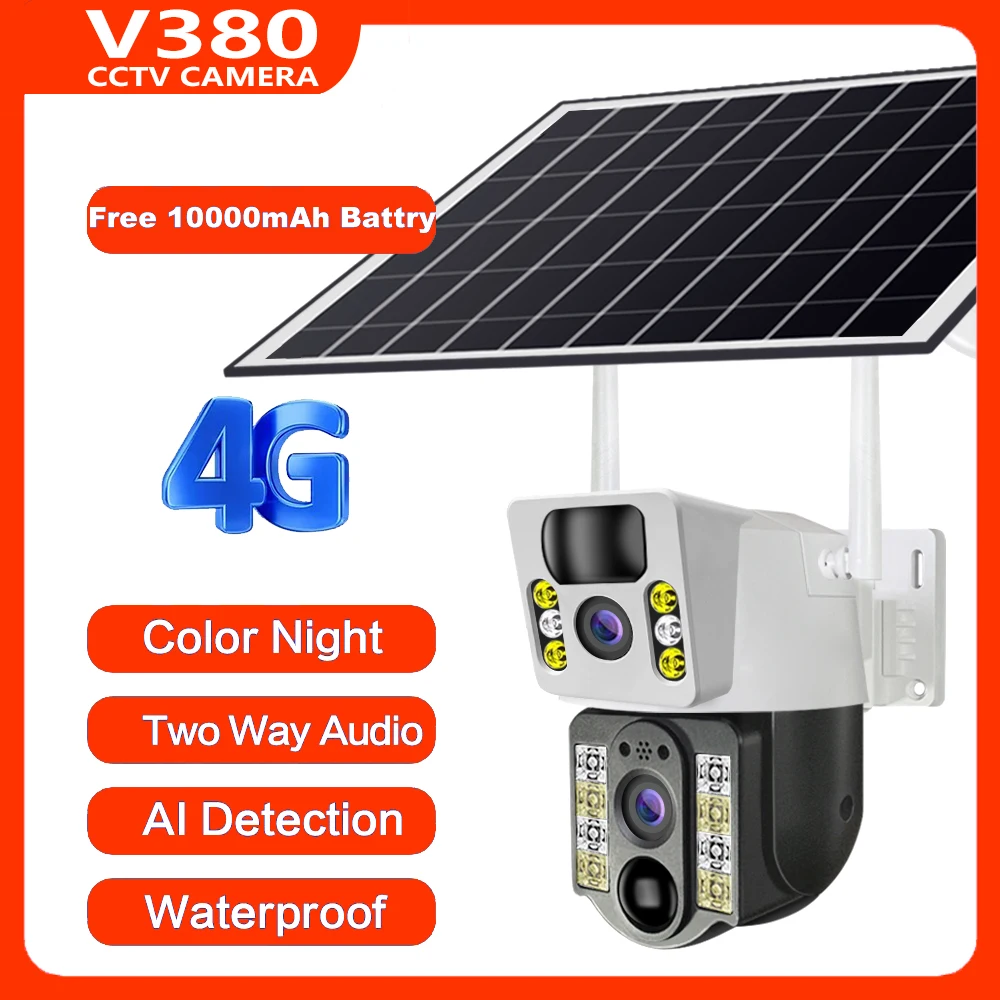 

4G Sim Card Solar Camera PIR Human Detection Protection Security 4K HD Wifi IP Wireless Solar Power CCTV Cameras Smart Home Cam