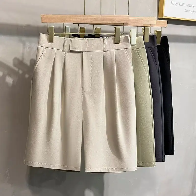 

2023 Summer New Men's Solid Color Casual Shorts Business Fashion Straight Fit Stretch Short Pants Male Brand Clothes U156