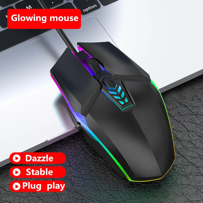 Wired Gaming Mouse 1600 DPI Optical 6 Button With RGB BackLight USB Mouse Mute Mice for Desktop Laptop Computer Gamer
