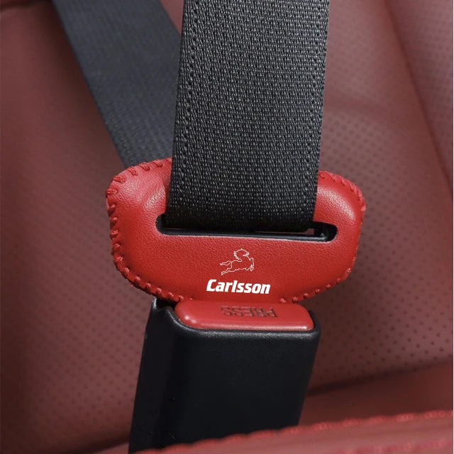 Car Seat Belt Buckle Cover Leather Protector Anti-collision Case 2pcs For CARLSSON
