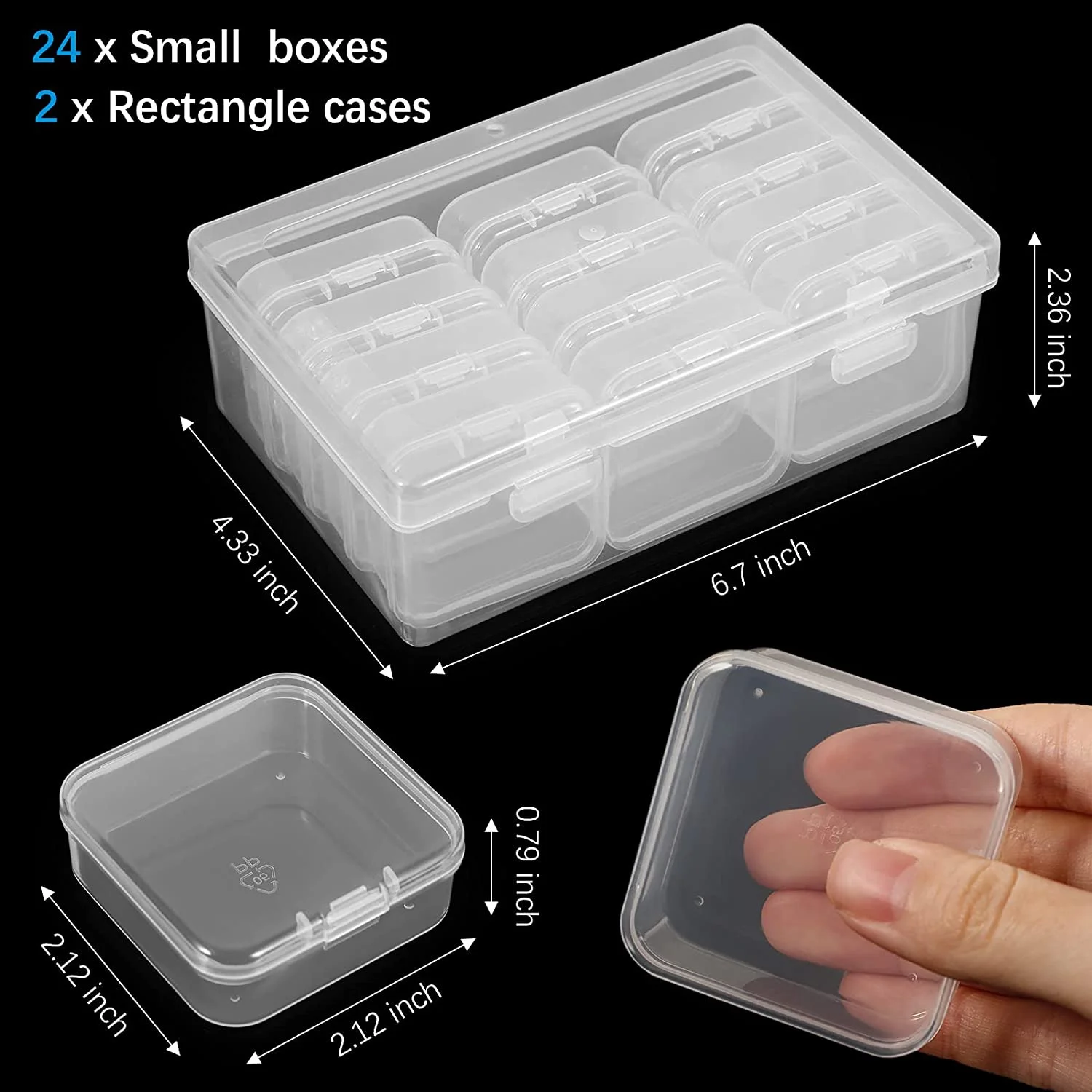 26 Pack Mini Clear Plastic Bead Storage Containers Organizers with Lids Diamond Painting Storage Cases for Small Items Jewelry Beads Art Accessories