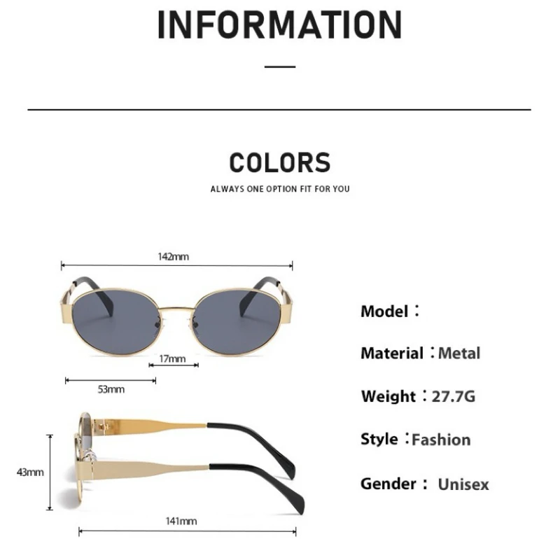 Chic Personalized Oval Metal Frame Myopia Sunglasses