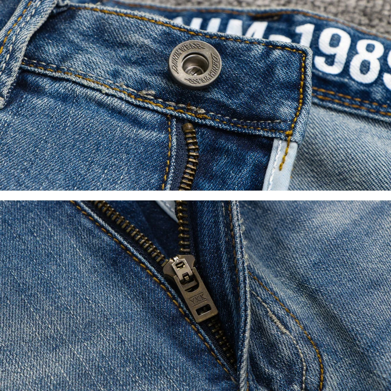 Italian Designer Fashion Men Jeans High Quality Retro Blue Elastic Stretch Ripped Jeans Men Vintage Denim Pants Hombre Trousers