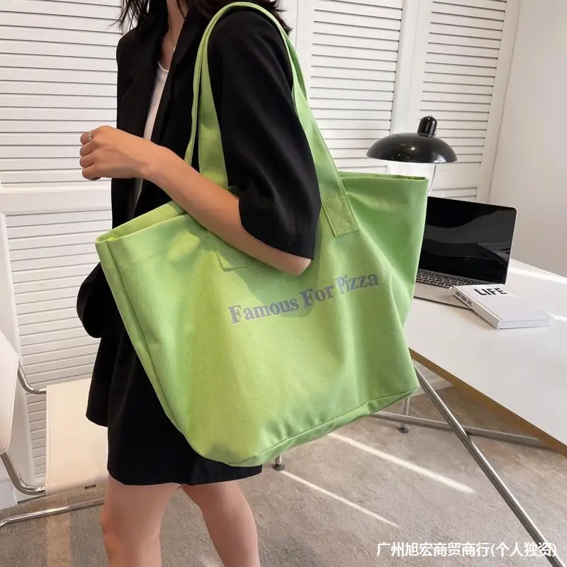 

Large Capacity Women's 2024 New Fashionable Canvas Bag, High-end College Student Commuting Tote Bag