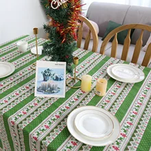 

Polyester Tablecloths, Waterproof Table Covers Christmas Fawn Green Dining Table Coffee Table Deco