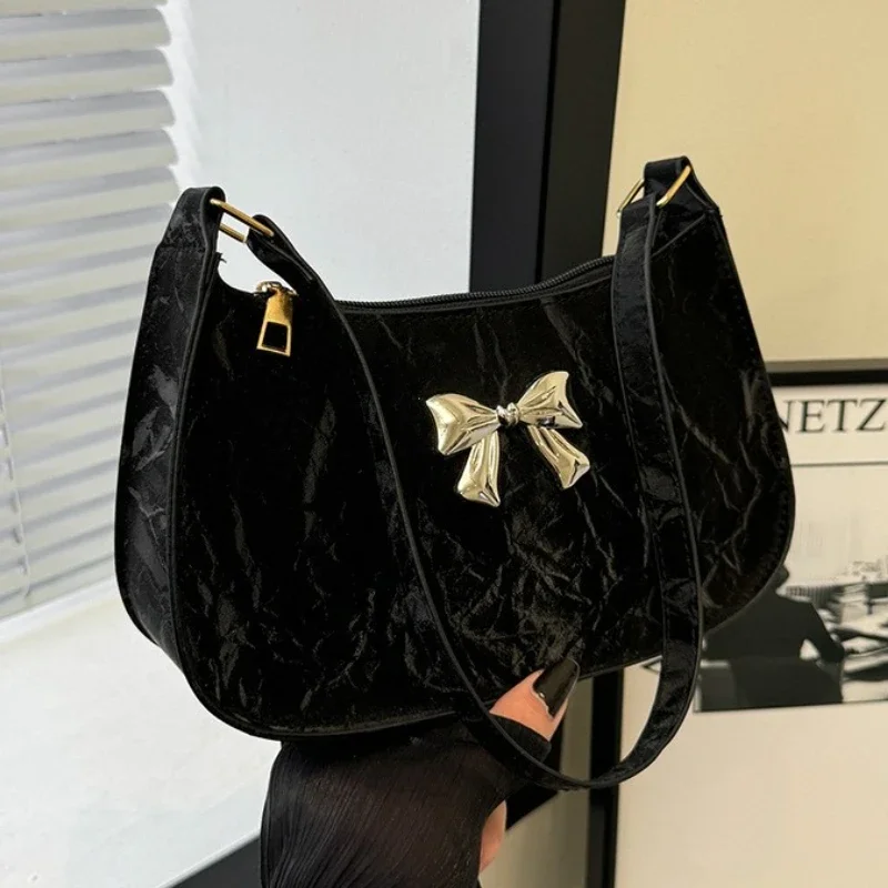 Sweet Fresh Small Bow Handbag for Women Trendy Underarm Shoulder Bag, Suitable for Daily Use, Outings, Dates, Parties, Gifts.