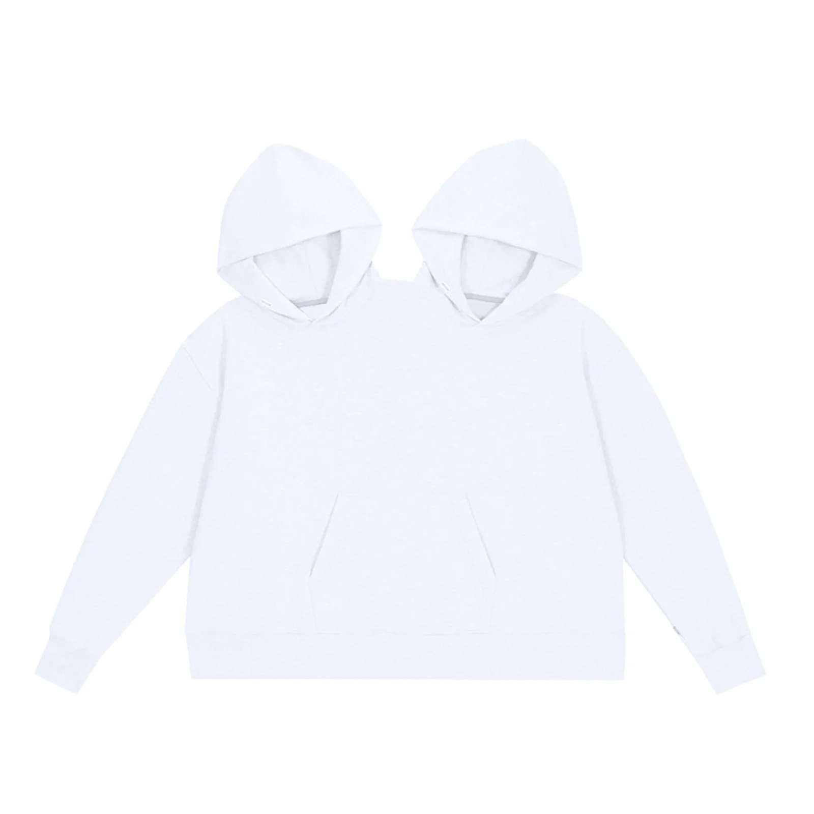 Black Couple Hoodies Women Oversize Two Hats Pockets Sweatshirts Lovers Sweatshirts Hooded Tops Trendy Solid Tracksuit Pullovers