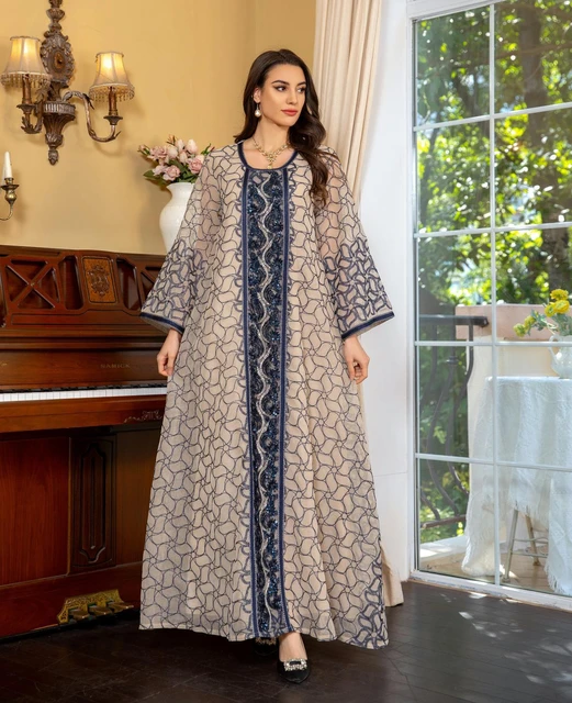 イスラム教徒の女性のためのスパンコール刺embroideryアバヤ,長い 