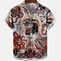 Hawaiian Men's Casual Floral Shirt Short Sleeved Dragon Pattern 3D Printing Original Summer Oversized Street Top-level Sale 2