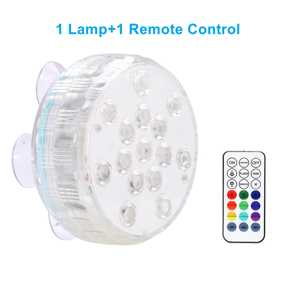 2022 Updated 15 LED Submersible Led Pool Lights IP68 Underwater RGB 20M Remote Swimming Pool Lamp with 5 Large Suction Cups submersible lights Underwater Lights